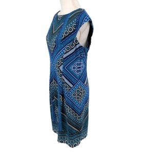 London Times Blue Geometric Dress